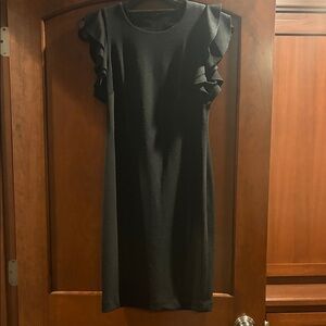 Tommy Hilfiger Black Midi Dress with Ruffle Sleeves